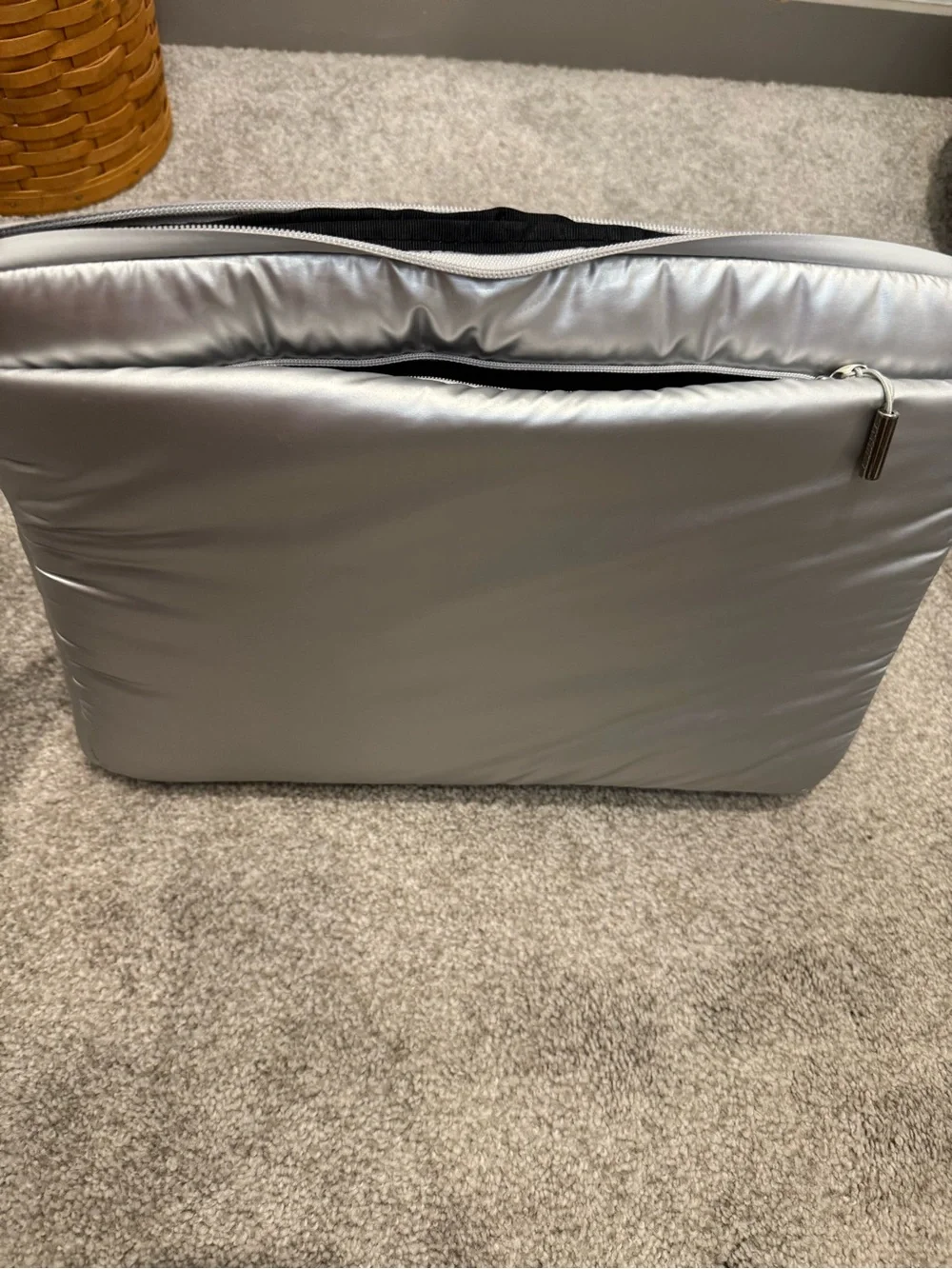 Athleta Silver Metallic Quilted Laptop Sleeve